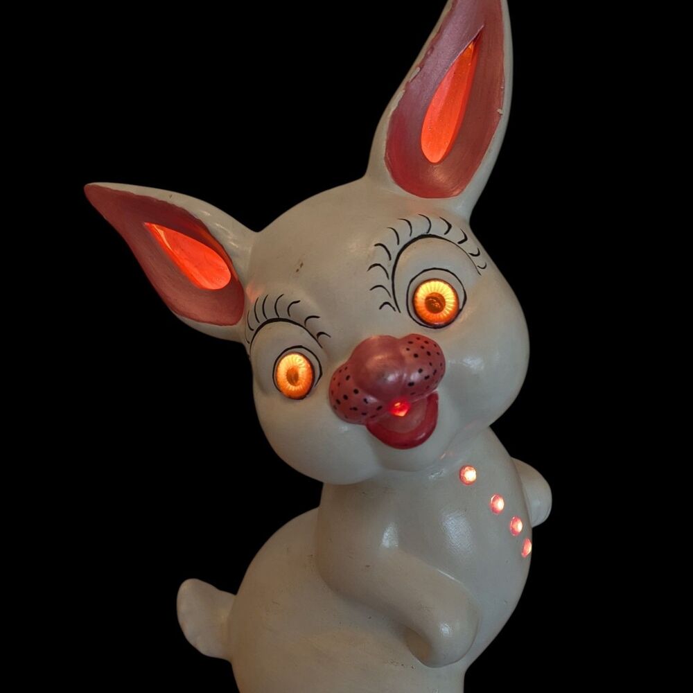 Vintage Bunny Rabbit Lamp Kitsch Easter Halloween Farmhouse Cottagecore Horror